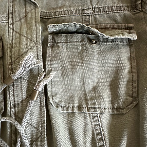 AMERICAN RAG Cie Womens sz Medium olive green hood Zip Up military Jacket cotton - Picture 15 of 16